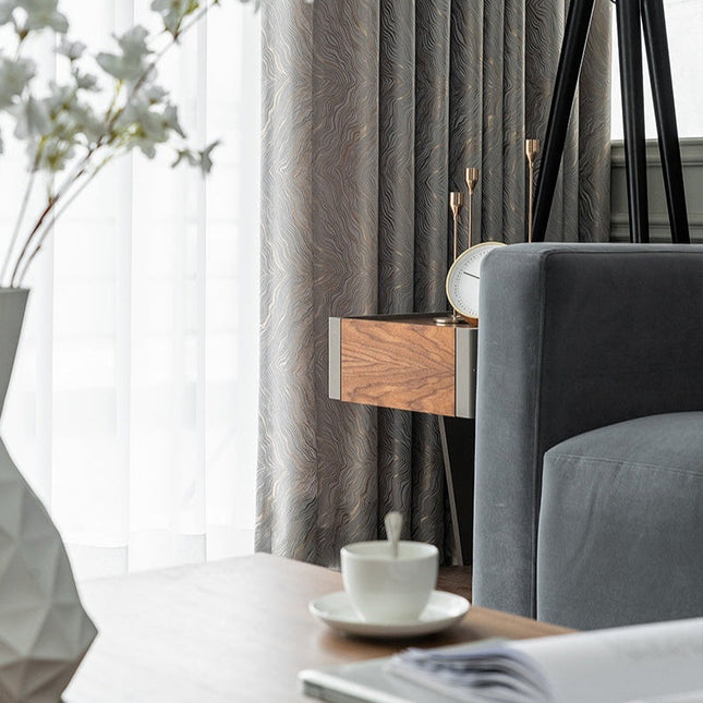 Verduisteringsgordijn zilver met golvend patroon