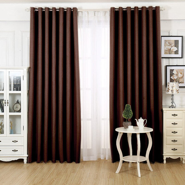 Donkerbruin verduisteringsgordijn met ringen