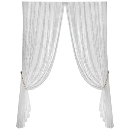 Witte vitrage met visgraatmotief