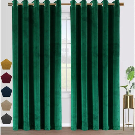 Smaragdgroen fluwelen verduisterend gordijn Cinto.