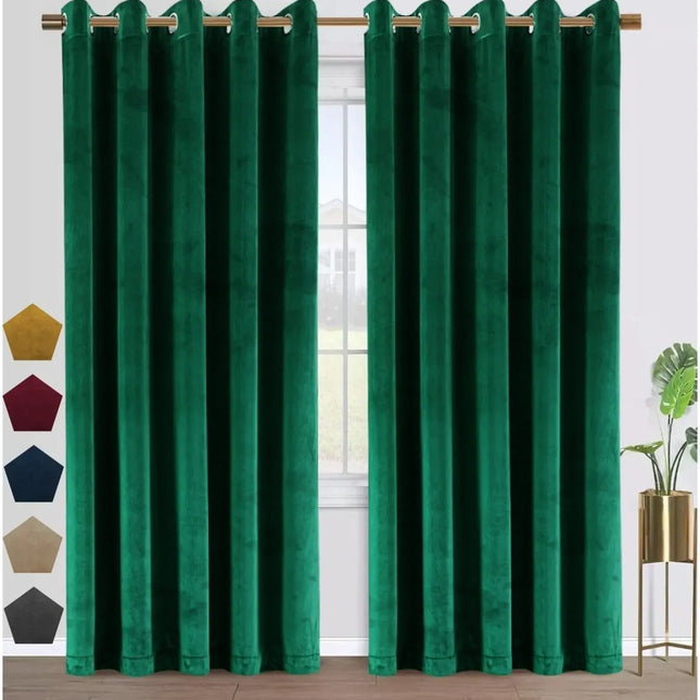 Smaragdgroen fluwelen verduisterend gordijn Cinto.