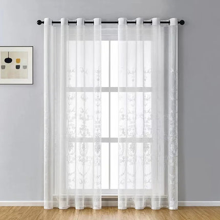 Klassieke vitrage met beige damastpatroon
