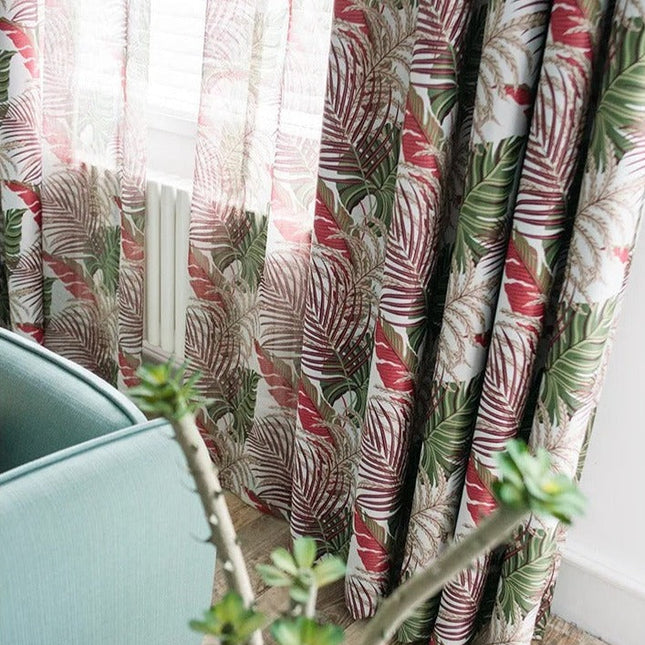 Lichtdoorlatend gordijn met tropische bladeren