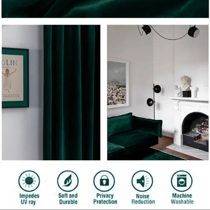 Smaragdgroen fluwelen verduisterend gordijn Cinto.