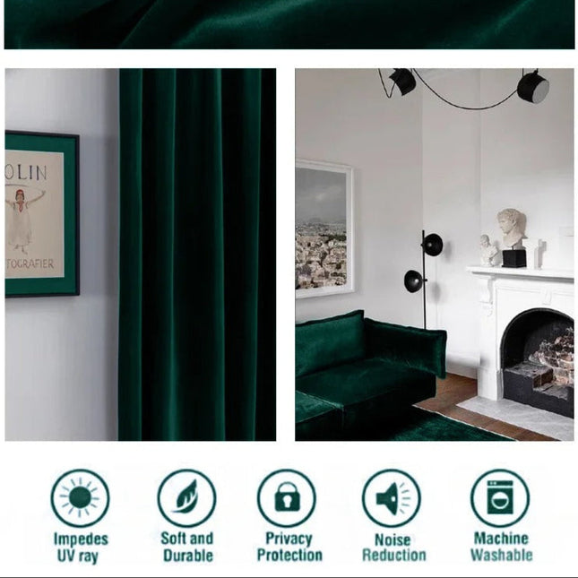 Smaragdgroen fluwelen verduisterend gordijn Cinto.