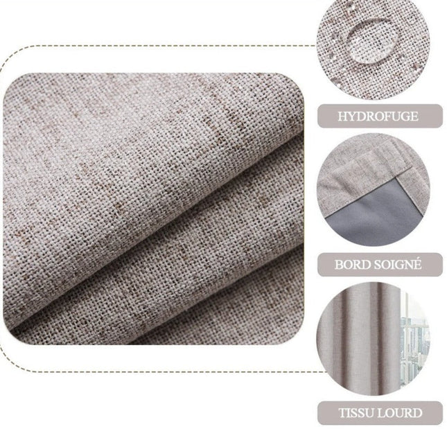 Grijs gordijn met linnenlook structuur