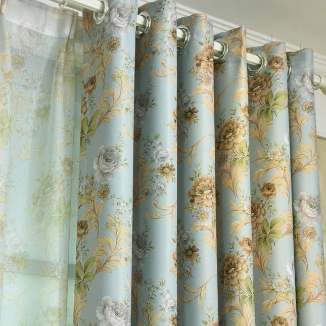 Verduisterend gordijn met vintage bloemenpatroon