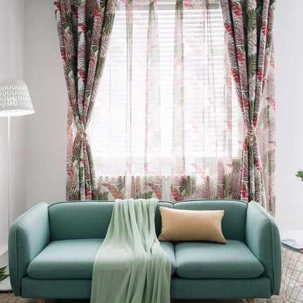 Lichtdoorlatend gordijn met tropische bladeren