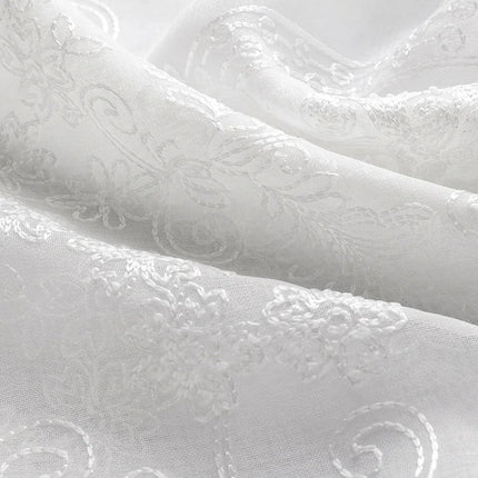 Klassieke vitrage met beige damastpatroon