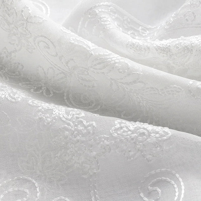 Klassieke vitrage met beige damastpatroon