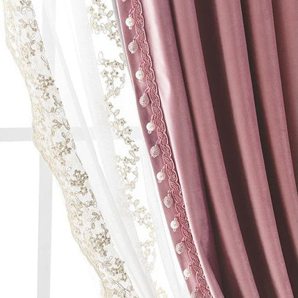 Luxe vitrage met parels en borduurwerk