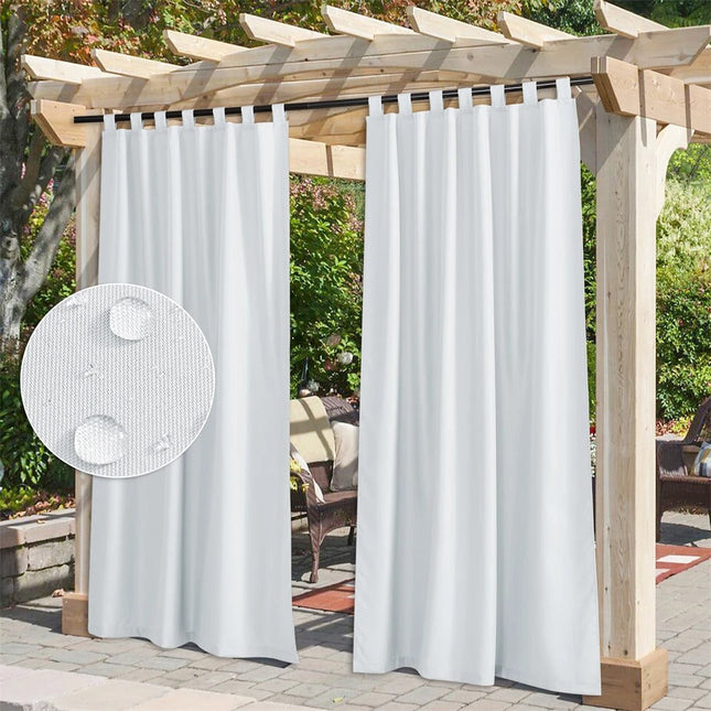 Wit buitengordijn met lussen voor pergola