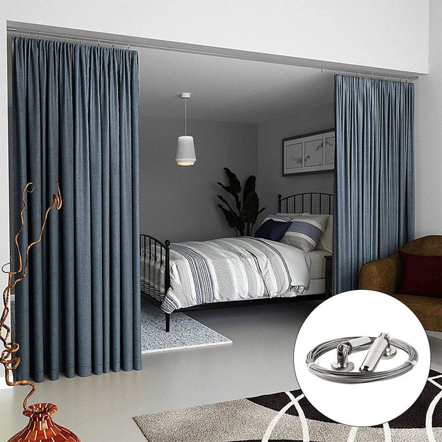 Complete staalkabel set voor gordijnophanging