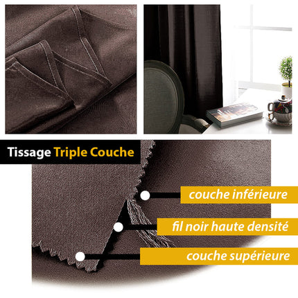 Bruin verduisterend gordijn met plooiband