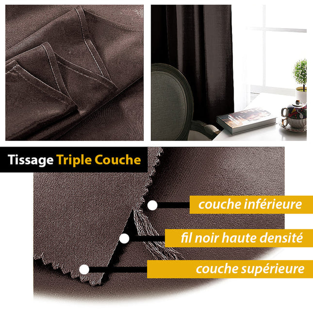 Bruin verduisterend gordijn met plooiband