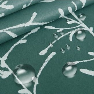 Groen buitengordijn met verloop voor terras.