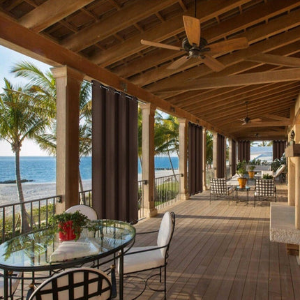 Verduisterend buitengordijn voor terras met ringen