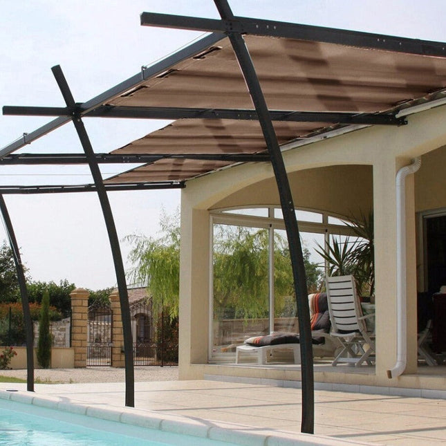 Zonwerend buitengordijn met ringen voor pergola