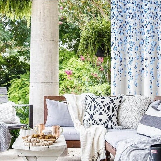 Waterafstotend gordijn met bloemen patroon