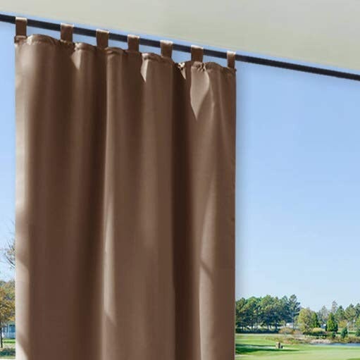 Bruin buitengordijn met lussen