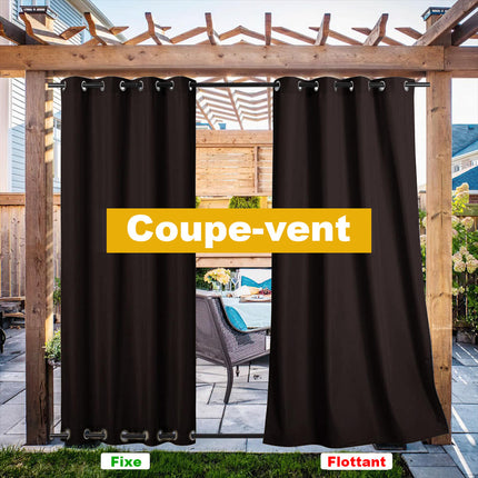 Verduisterend buitengordijn voor terras met ringen