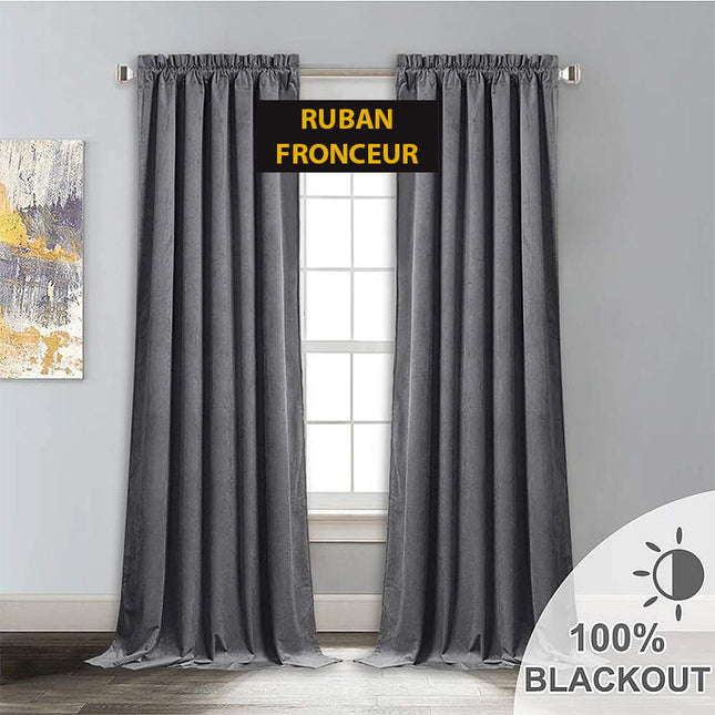 Donkergrijs verduisterend gordijn van fluweel