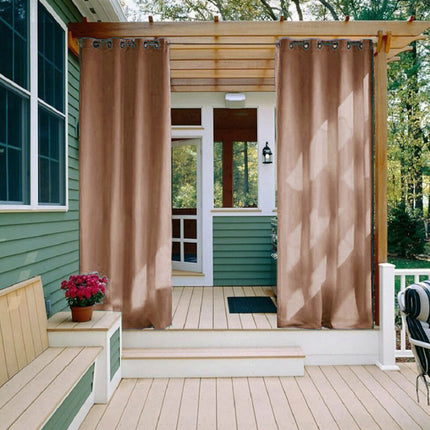 Kastanjebruin waterdicht buitengordijn met ringen