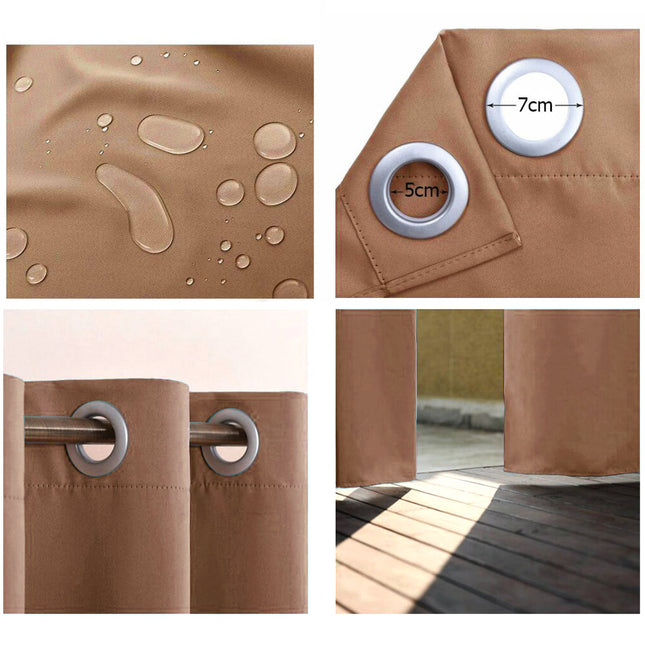 Kastanjebruin waterdicht buitengordijn met ringen