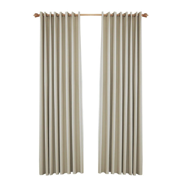 Beige buitengordijn voor veranda met ringen