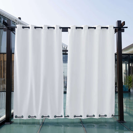 Buitengordijn met ringen boven en onder