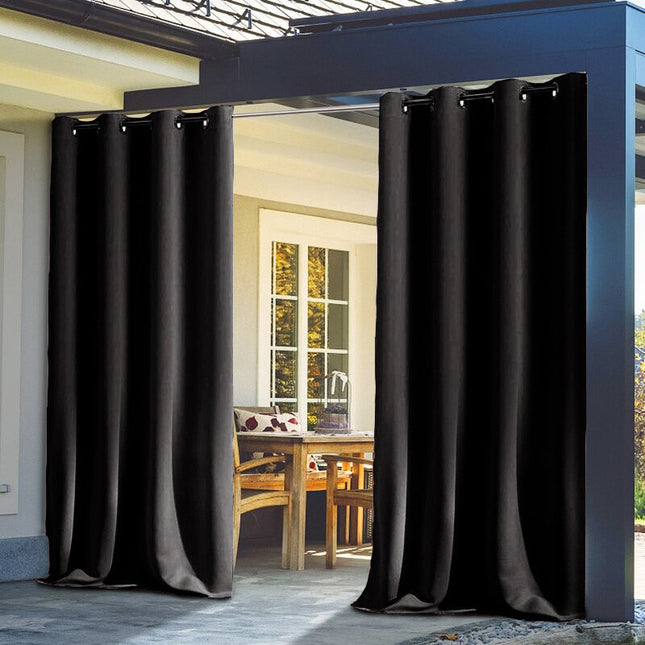 Zwart waterdicht buitengordijn met ringen