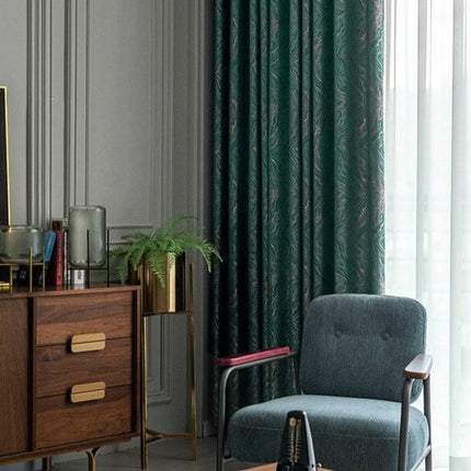 Verduisterend gordijn met Scandinavisch jacquard patroon.