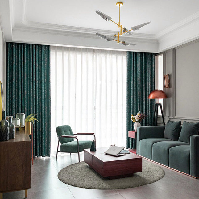 Verduisterend gordijn met Scandinavisch jacquard patroon.