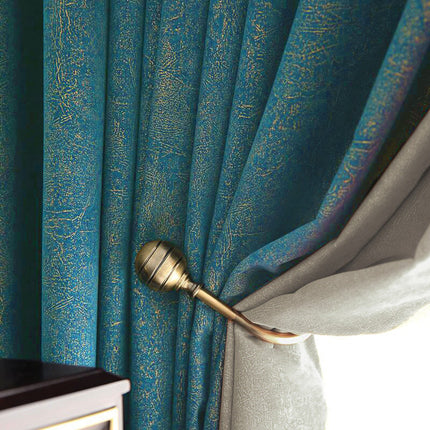 Petrolblauw verduisterend gordijn met glans