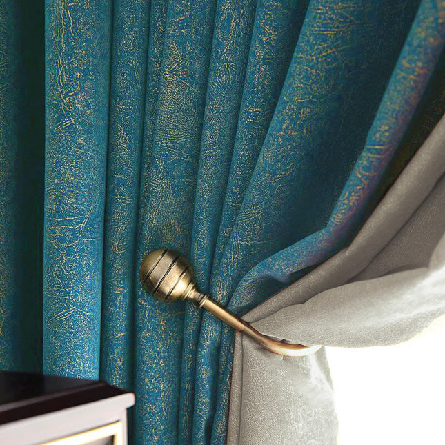 Petrolblauw verduisterend gordijn met glans