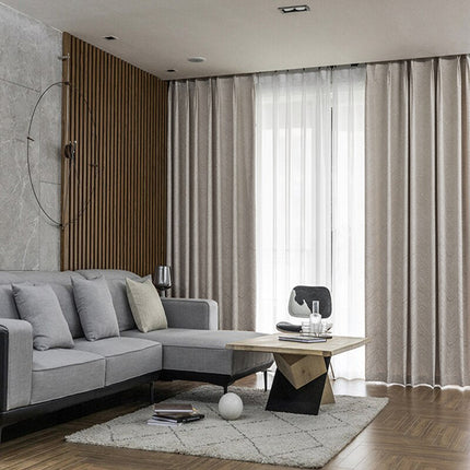 Grijs verduisterend gordijn met structuur