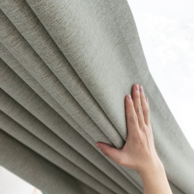 Groen verduisterend gordijn met linnenlook