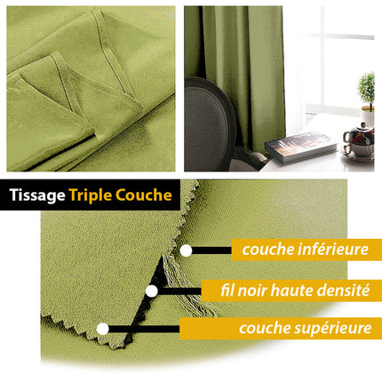 Lichtgroen verduisterend gordijn met plooien