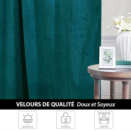 Luxe thermisch gordijn petrolblauw van fluweel.