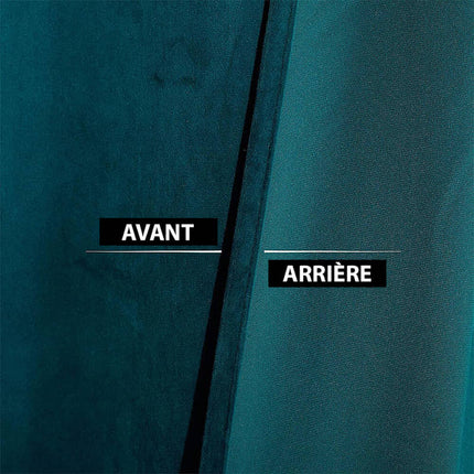 Luxe thermisch gordijn petrolblauw van fluweel.