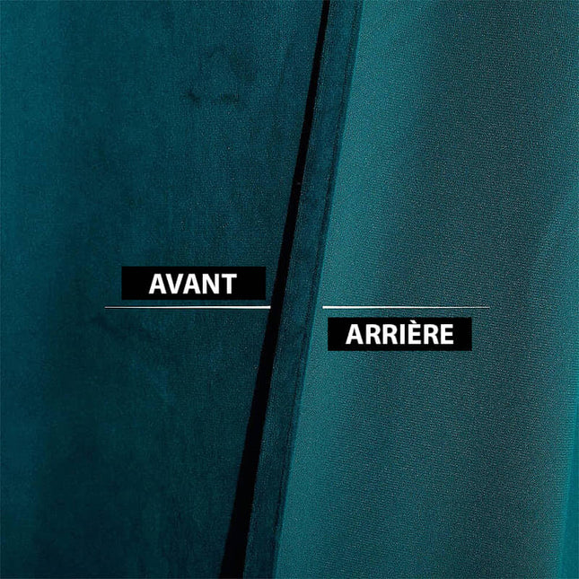 Luxe thermisch gordijn petrolblauw van fluweel.