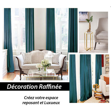 Luxe thermisch gordijn petrolblauw van fluweel.