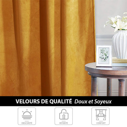Goudkleurig thermisch gordijn van luxe velours