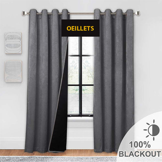 Grijs fluwelen thermisch isolerend gordijn