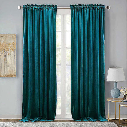 Luxe thermisch gordijn petrolblauw van fluweel.