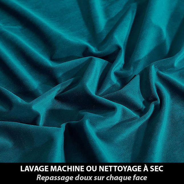 Luxe thermisch gordijn petrolblauw van fluweel.