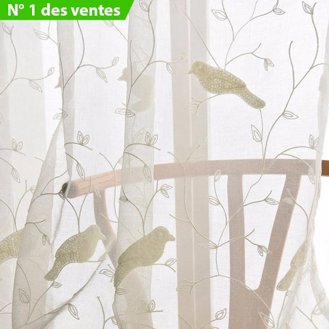 Landelijke vitrage met vogels op takken