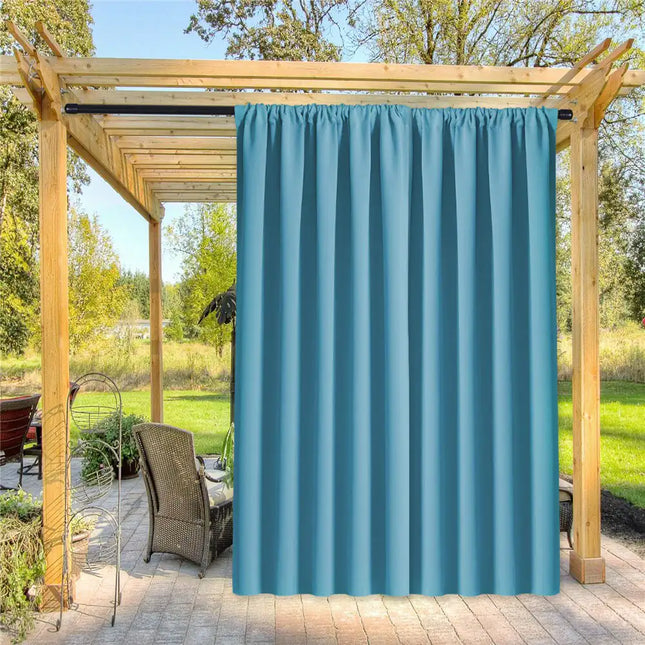 Lichtblauw buitengordijn voor pergola