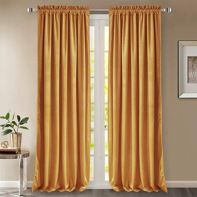 Goudkleurig thermisch gordijn van luxe velours