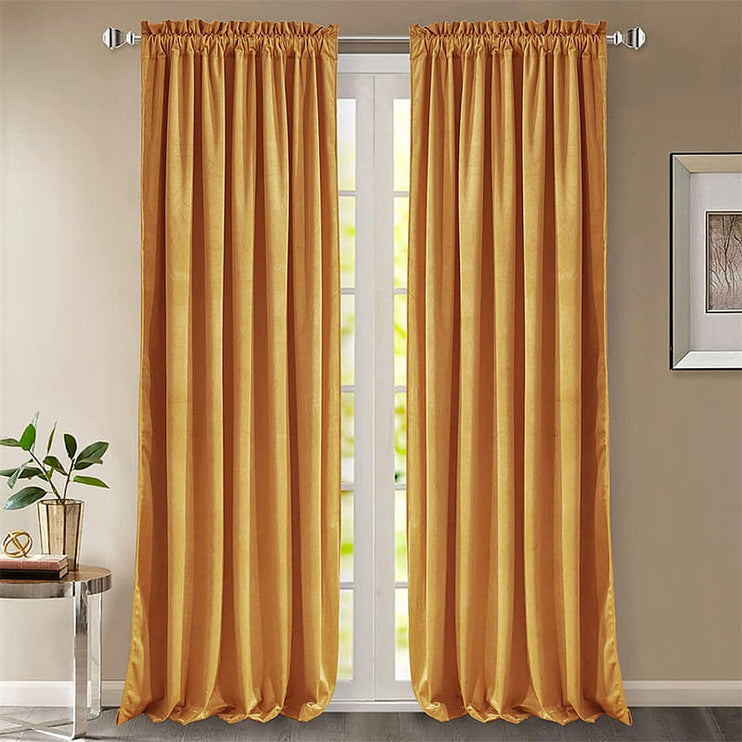 Goudkleurig thermisch gordijn van luxe velours